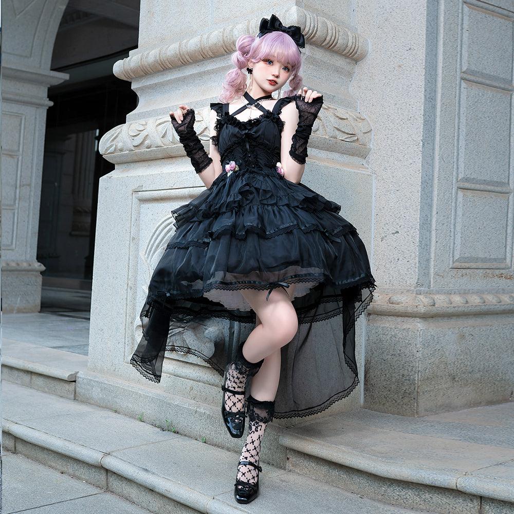 Pink Rose クロスネックジャンパースカート