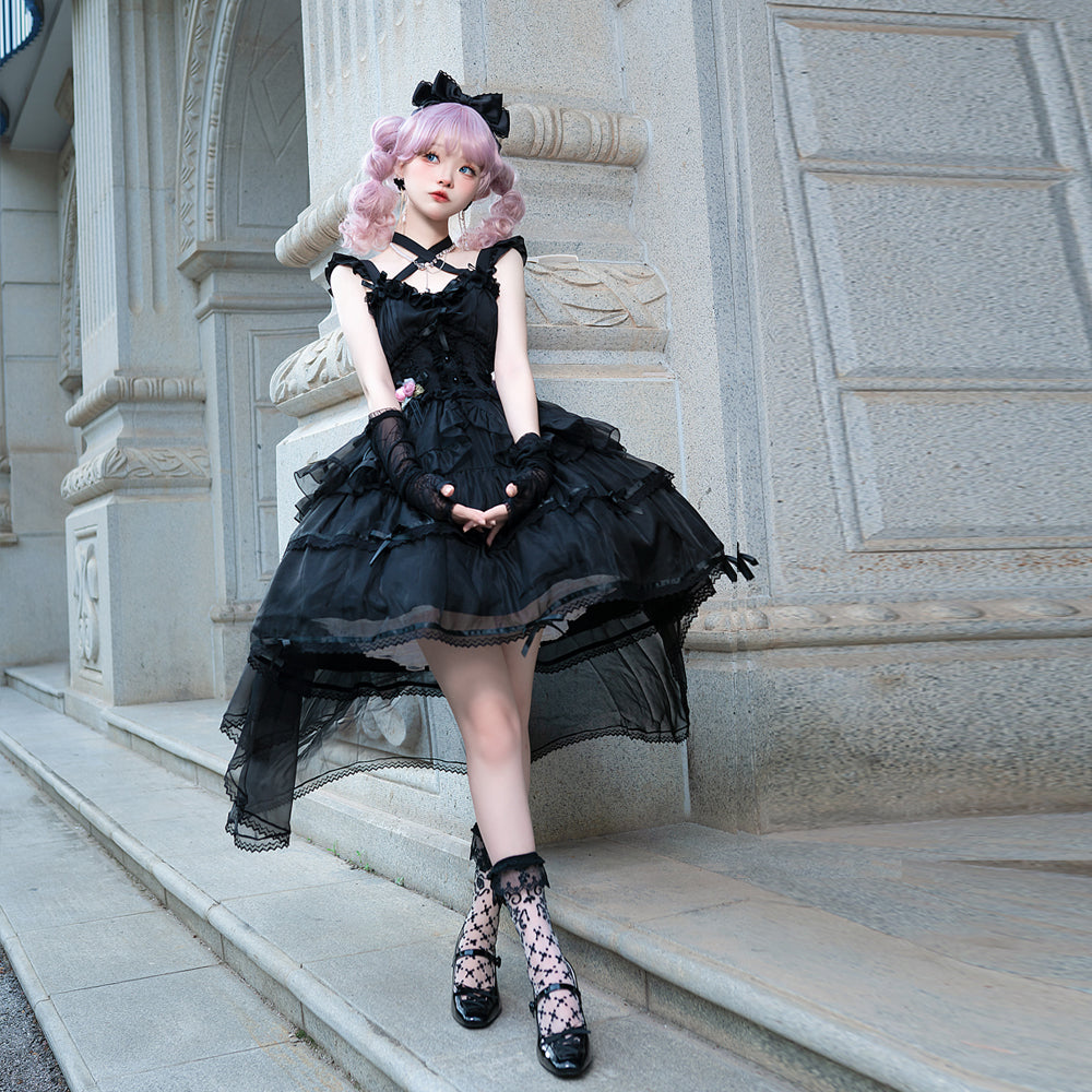 Pink Rose クロスネックジャンパースカート