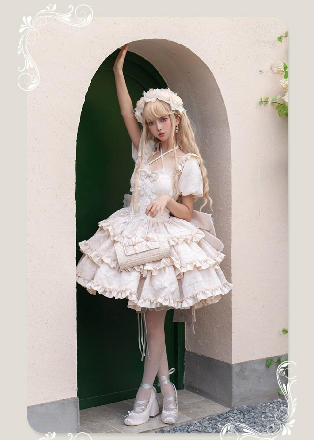 【予約販売】Puff Rose クロスネックワンピース 全4色