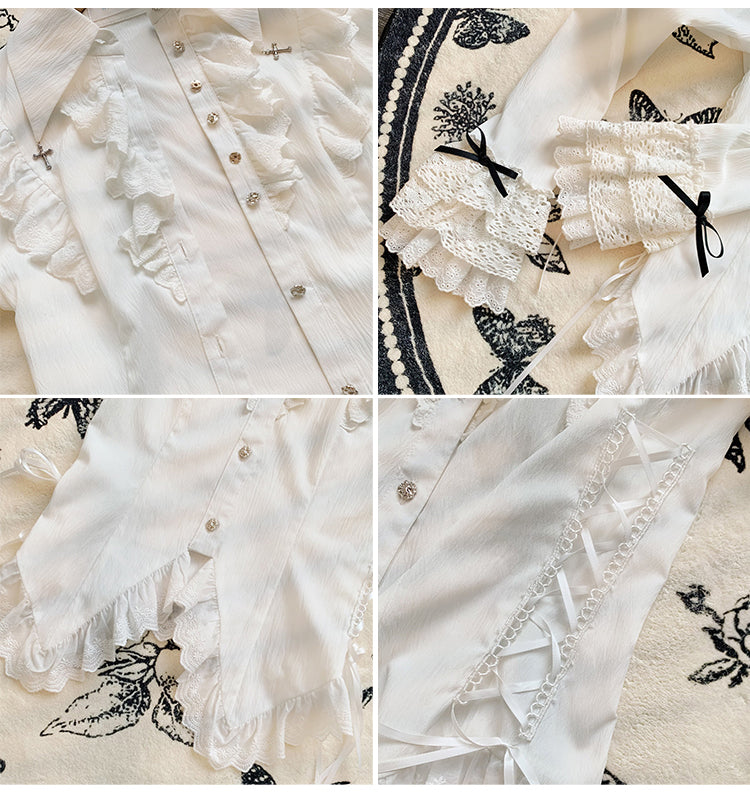 十字架付ジャボタイブラウス