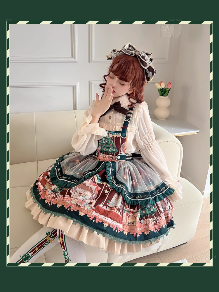 Netherland dwarf and Christmas tree jumper skirt with fur tippet