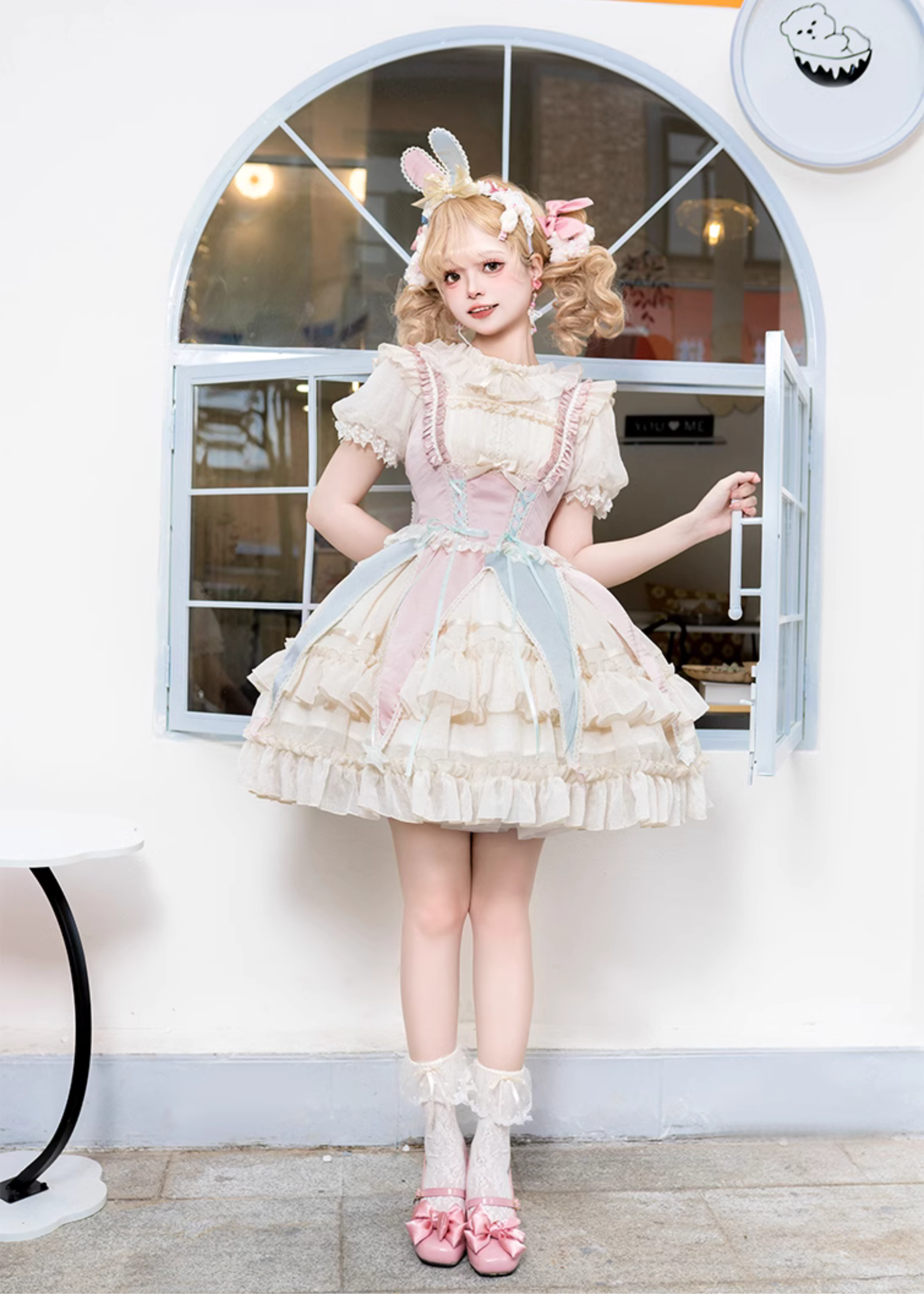 Starlight Bunny pink and blue jumper skirt