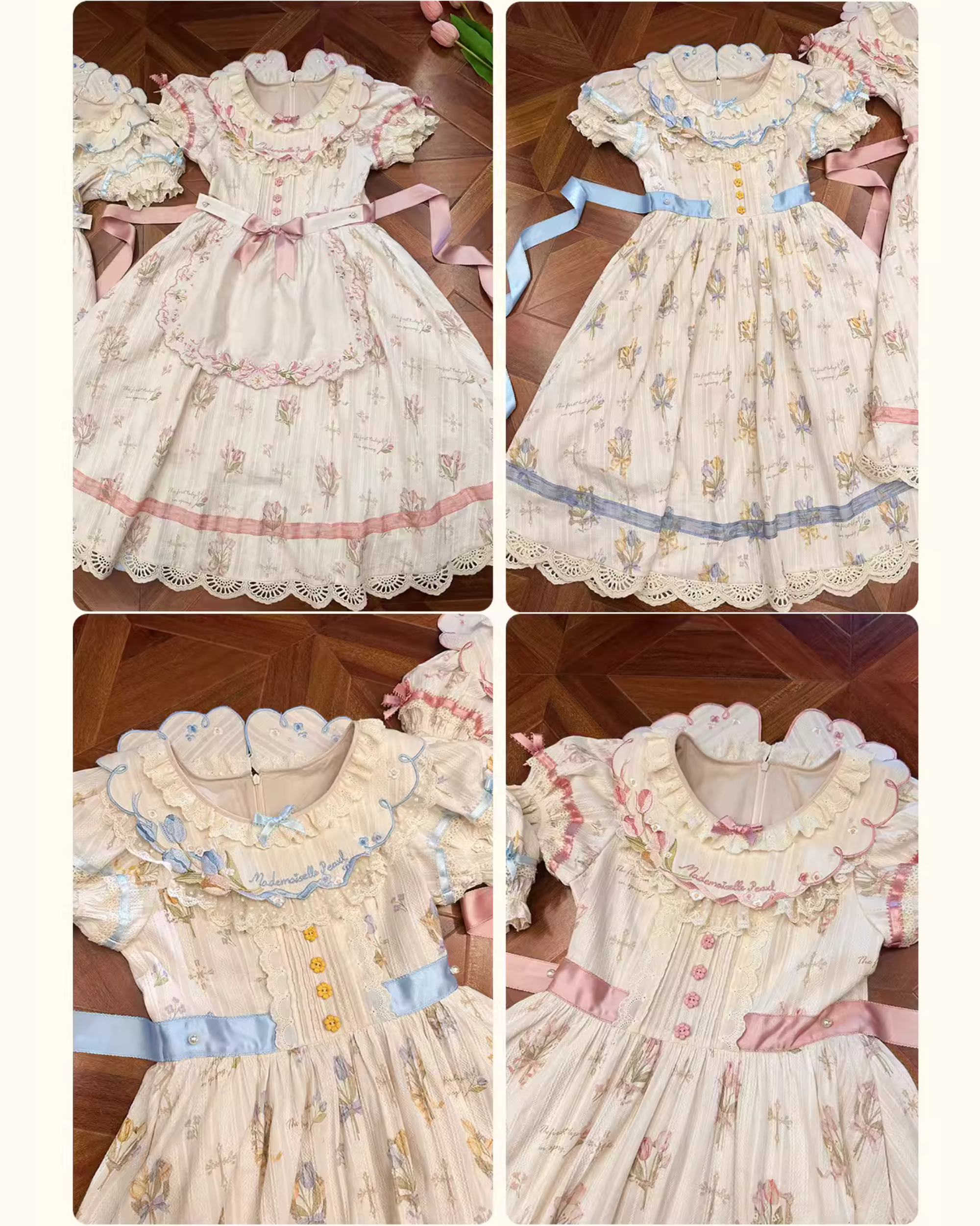Tulip Bouquet ラウンドネックコットンワンピース