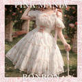 Blooming Rose ピンクリボンのオフショルダー半袖ワンピース