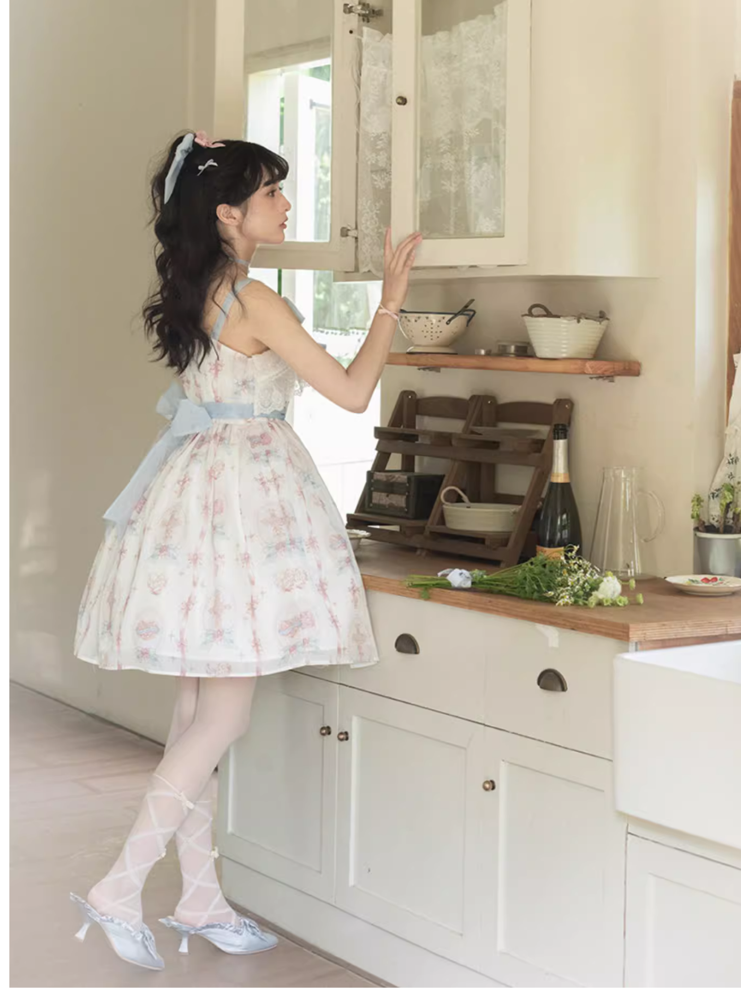 Melody Charm リボンとハートの総柄ジャンパースカート