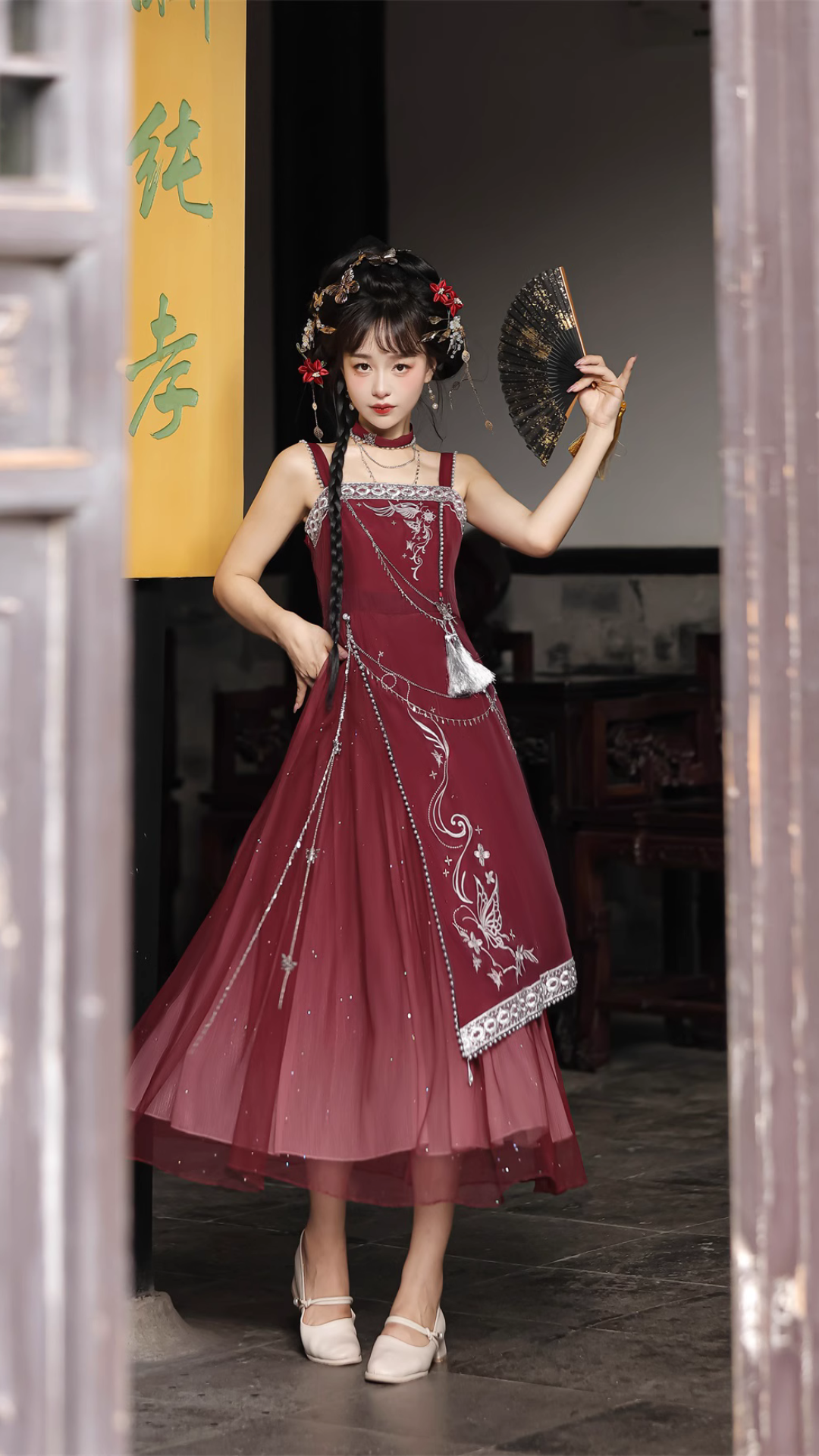 Galactic Feast Silver Embroidered Jumper Skirt and Cape with Choker