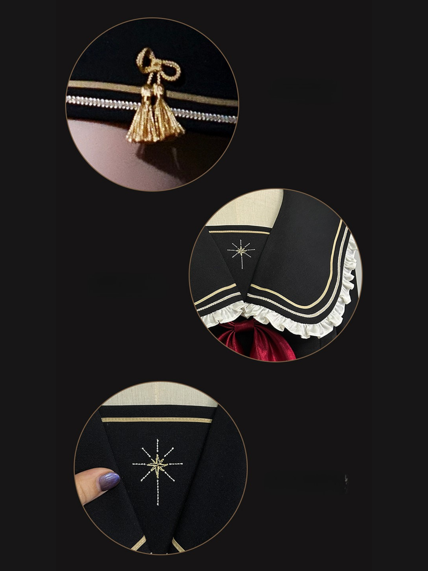 Starry Moon セーラー襟トップスとショートパンツセット