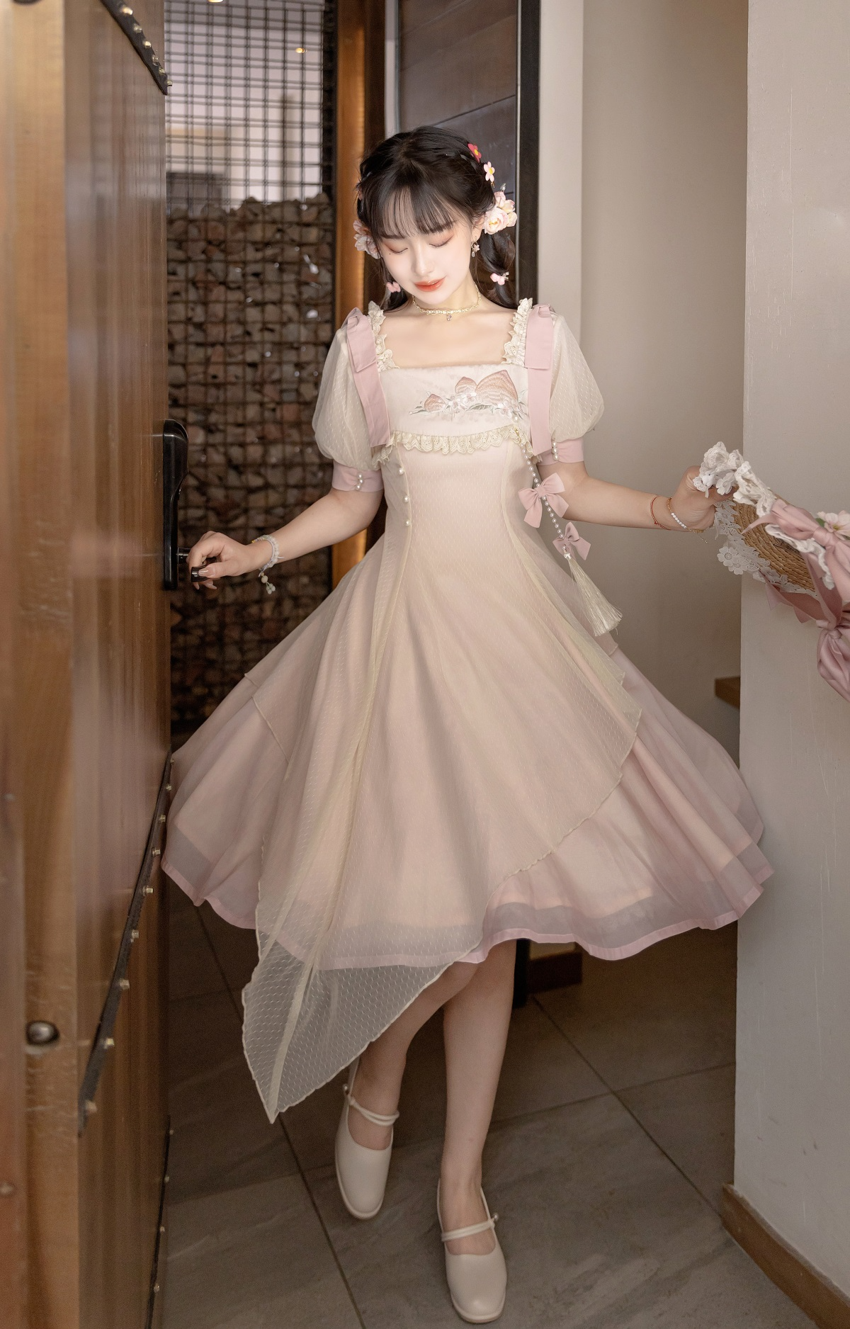 Little Peach Sweet Fairy Short Sleeve Dress