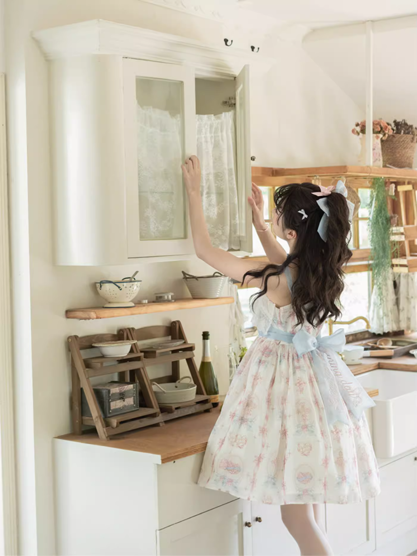 Melody Charm リボンとハートの総柄ジャンパースカート