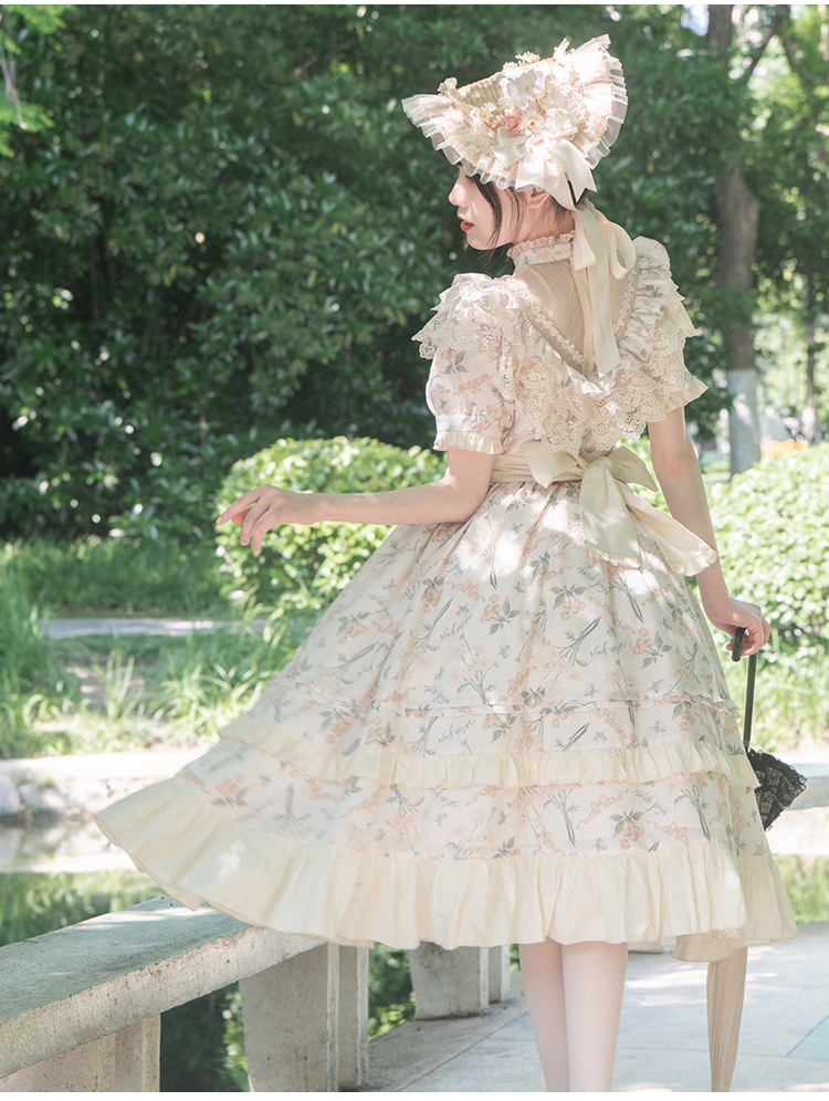 Cherry pattern Edward short-sleeved dress