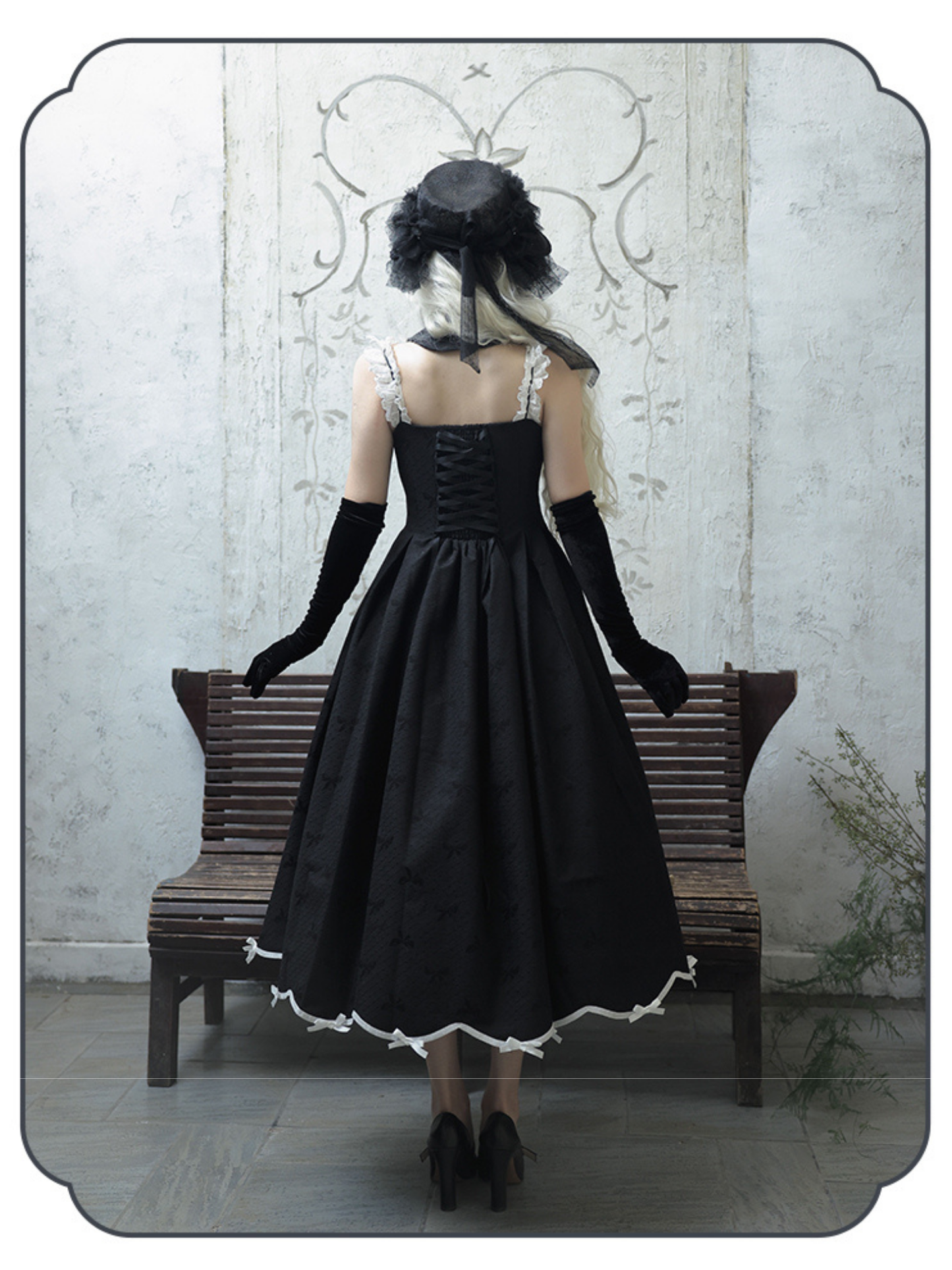 Silent Heart リボン模様ロング丈ジャンパースカートとジャケット