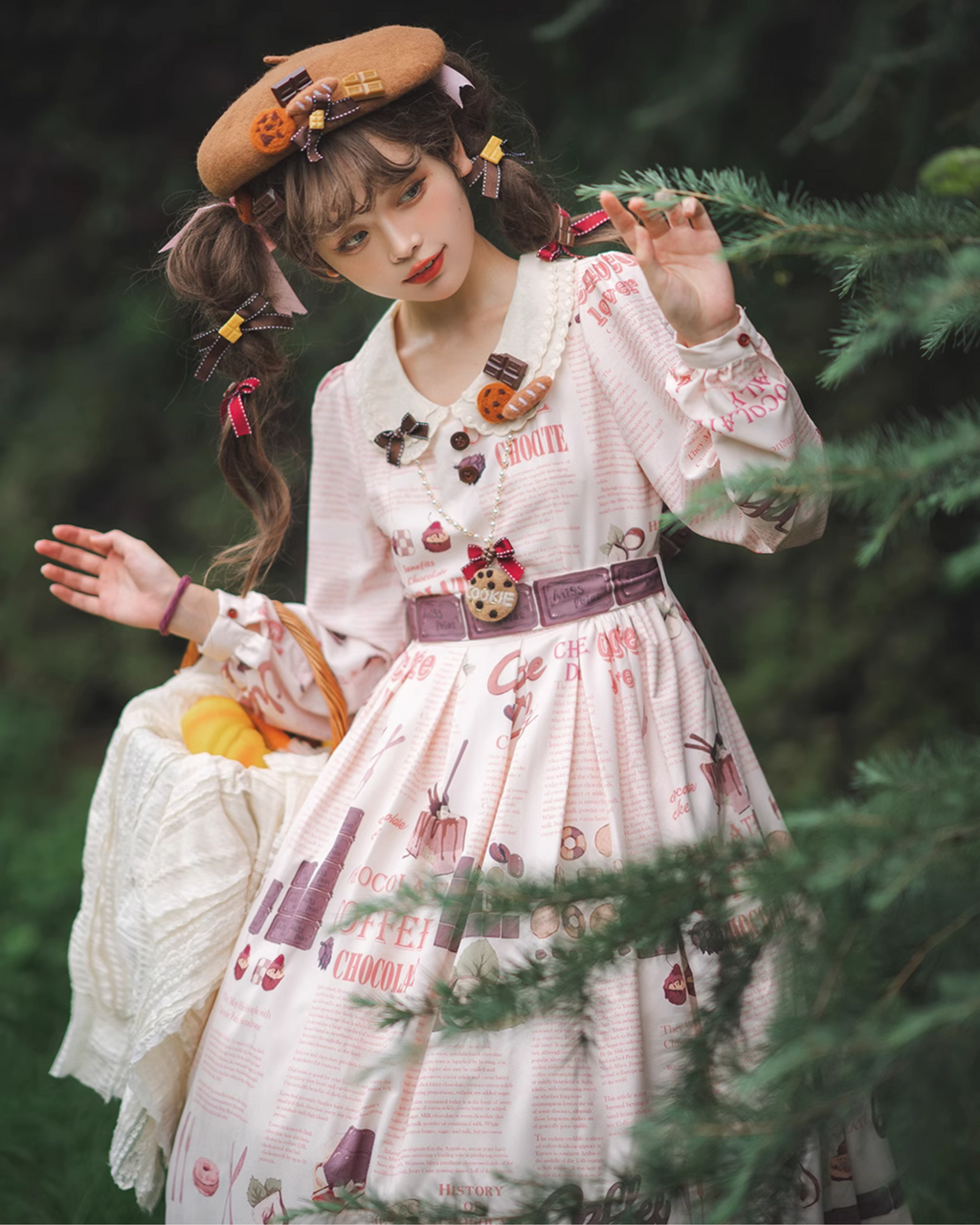【予約販売】Coffee Break チョコレートプリントワンピース