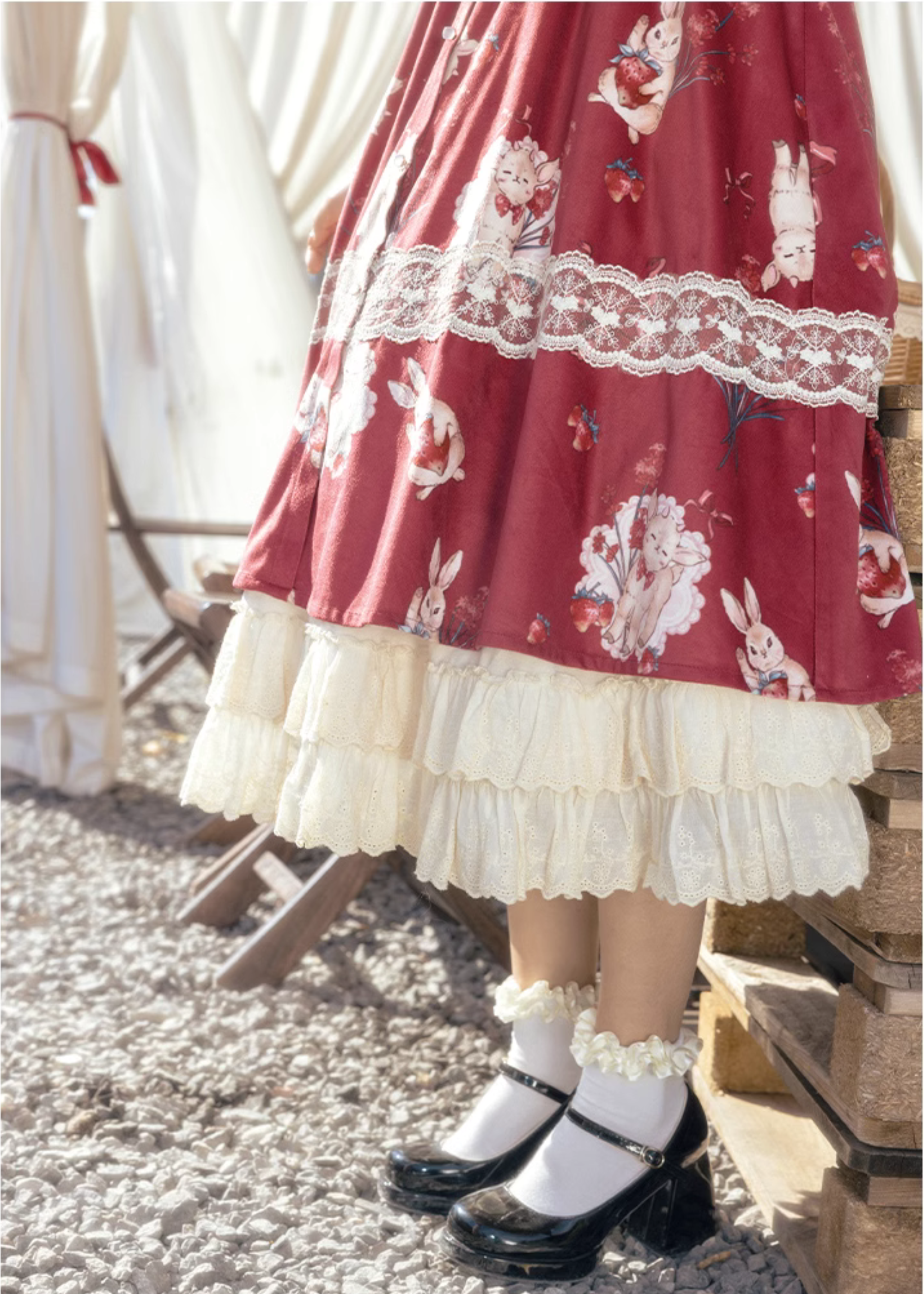 Very Berry Sheep and Rabbit Jumper Skirt and Inner Dress