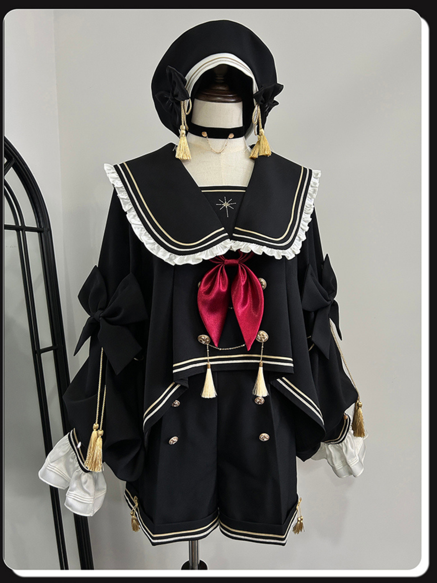 Starry Moon セーラー襟トップスとショートパンツセット