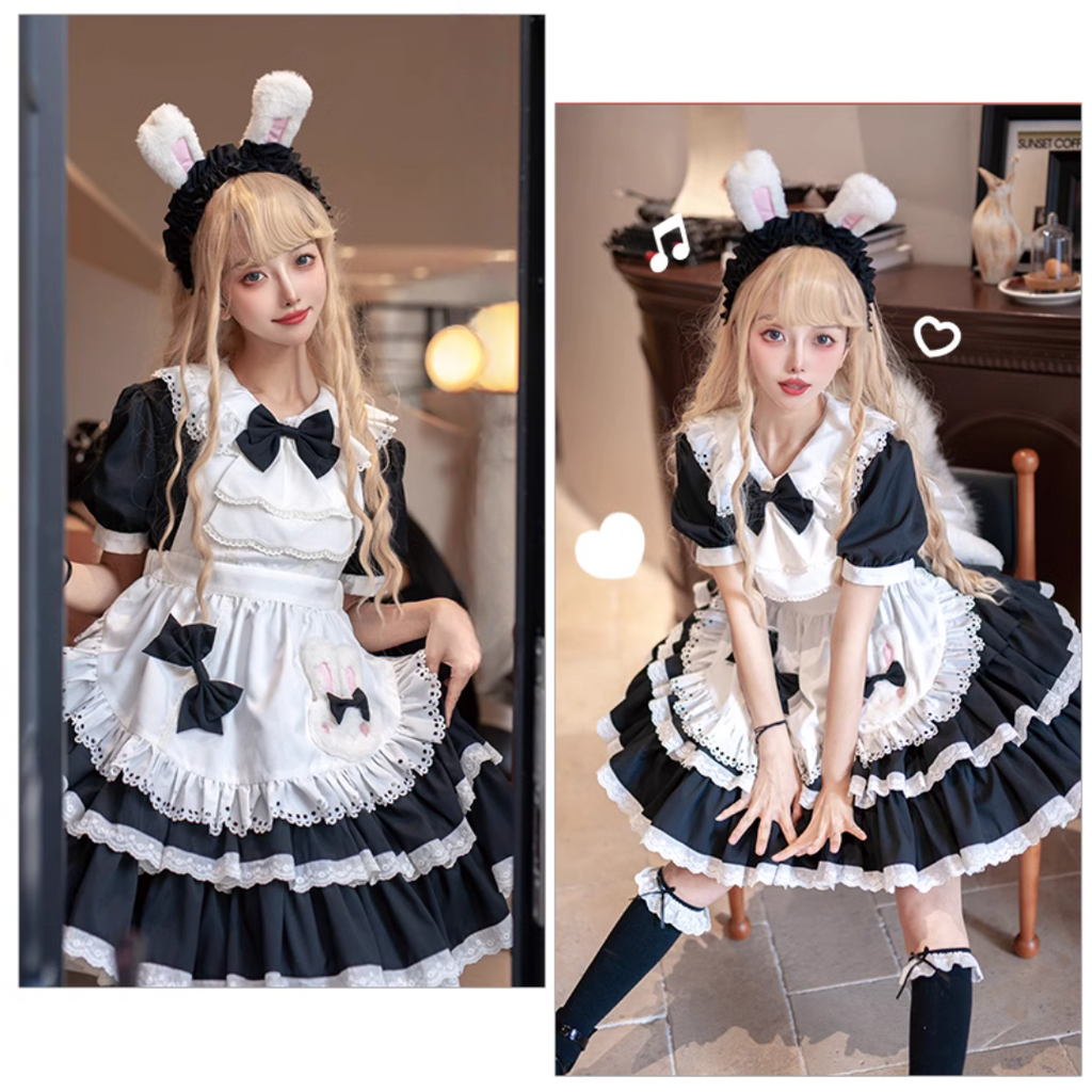 Bunny ear maid dress with apron and headband
