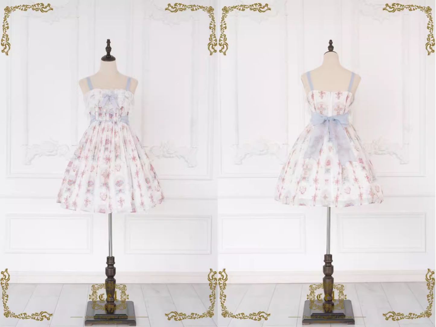 Melody Charm リボンとハートの総柄ジャンパースカート