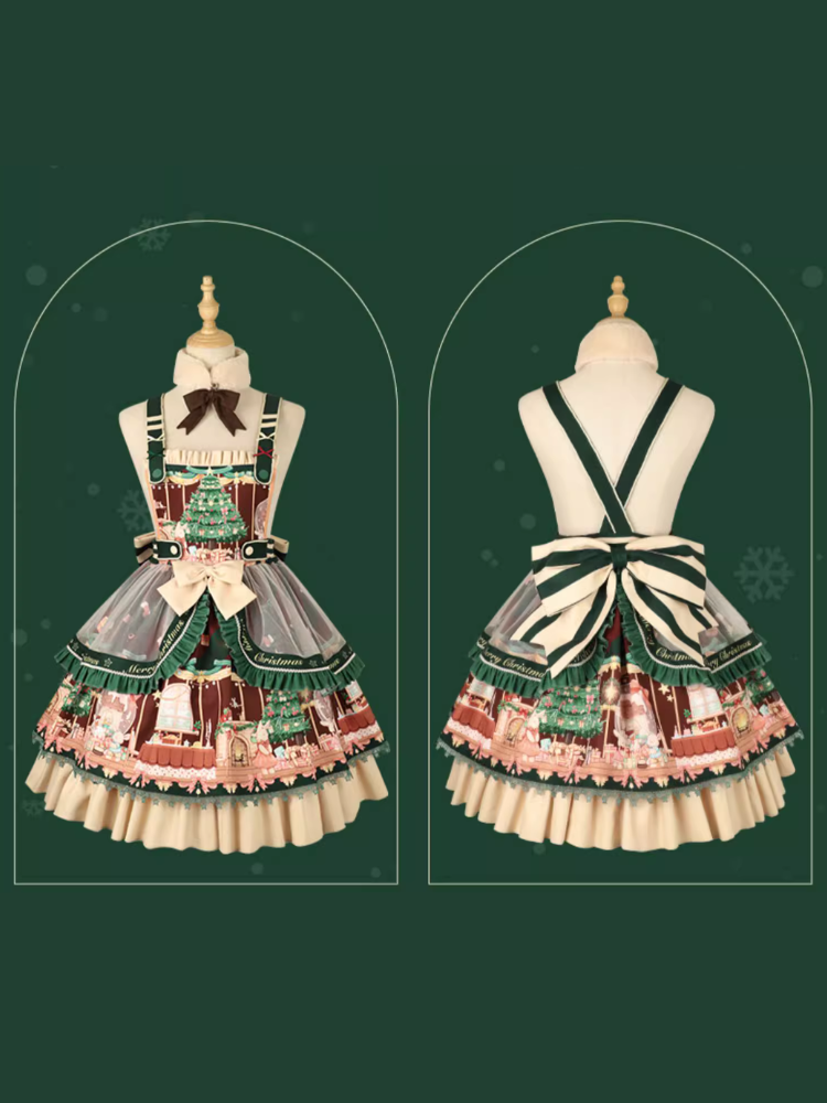 Netherland dwarf and Christmas tree jumper skirt with fur tippet
