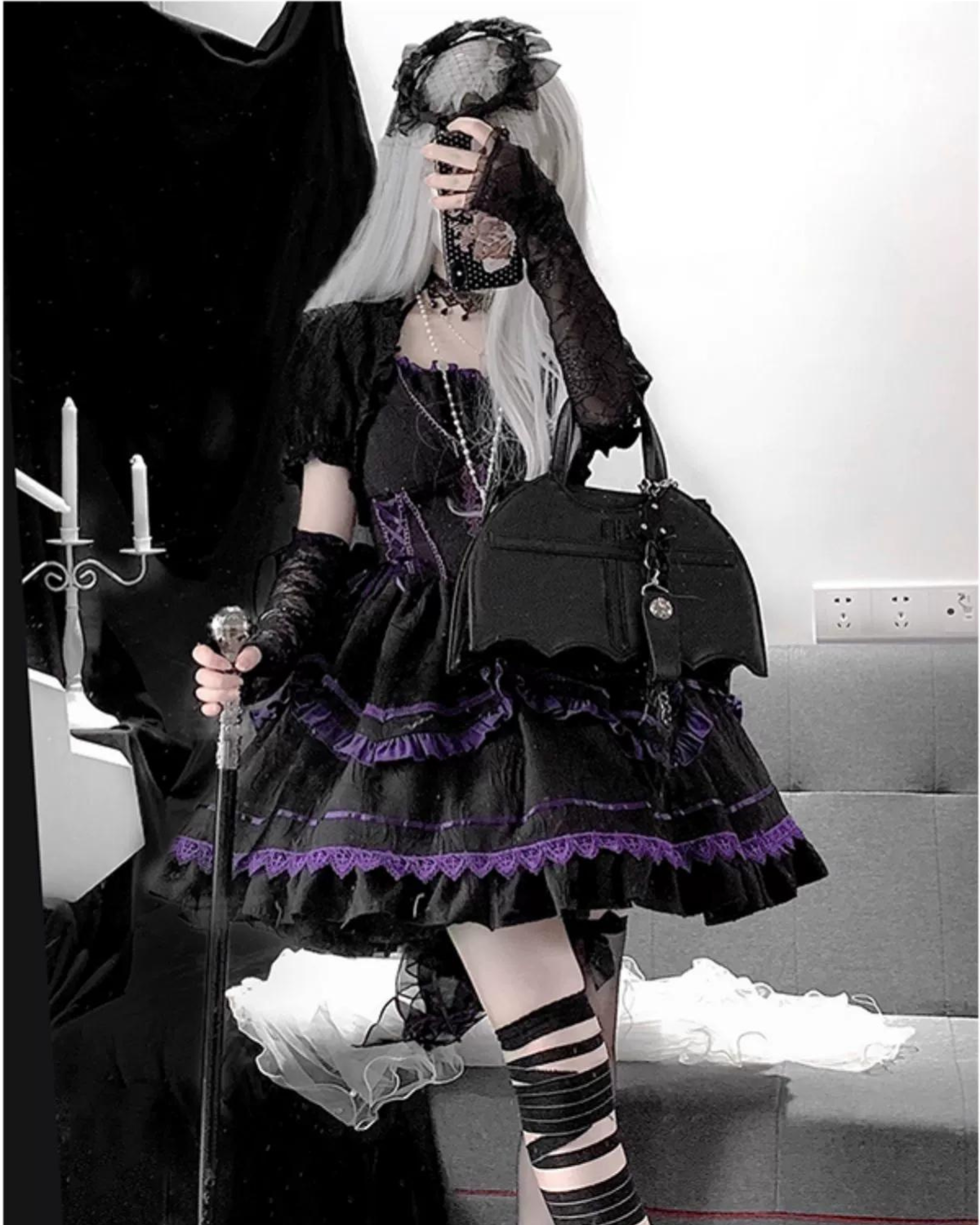 Black Swan Cross Ruffle Jumper Skirt and Bolero