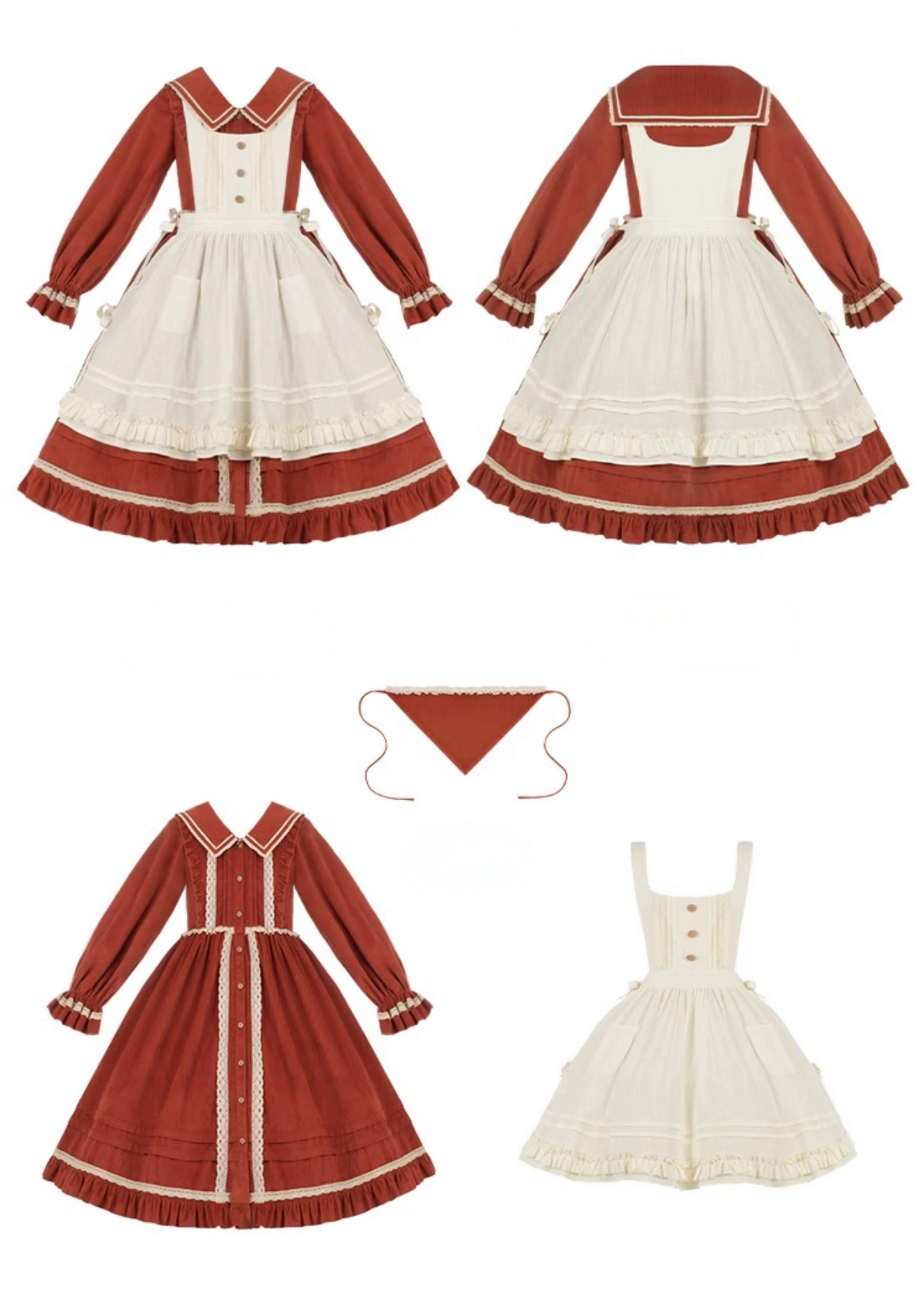 Pastoral Girl Lace Line Dress and Apron