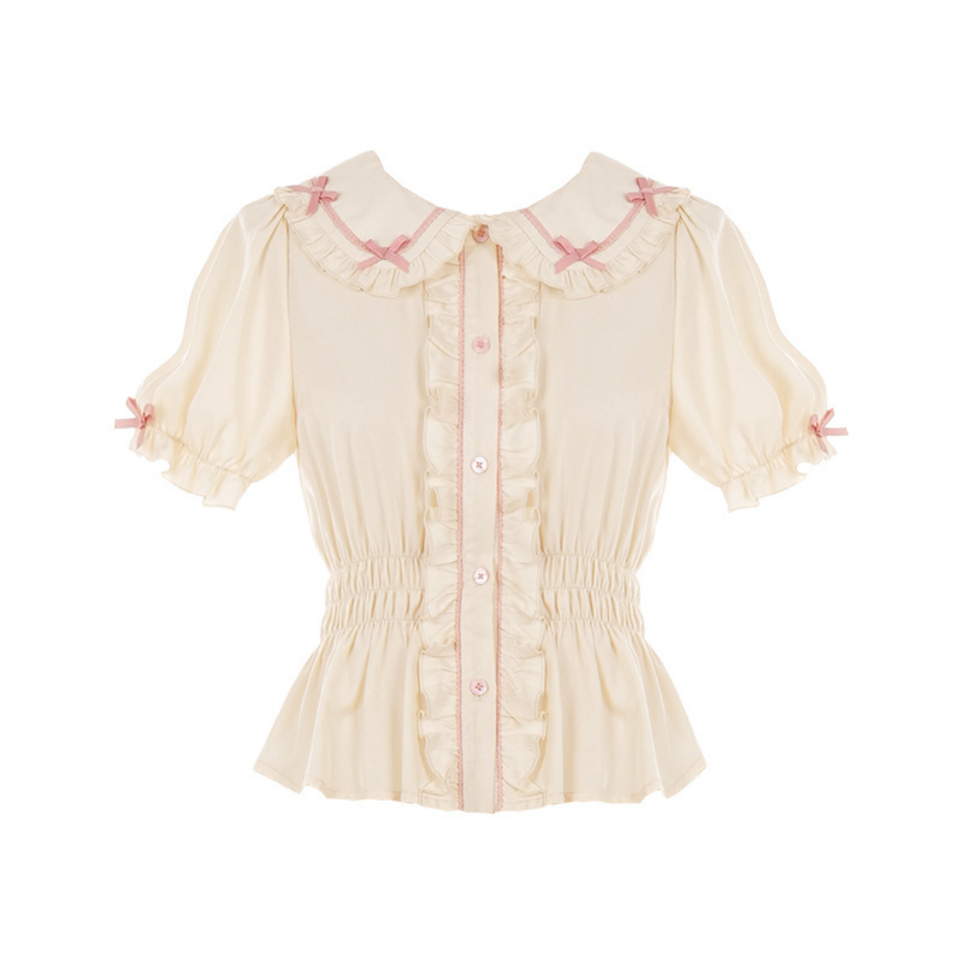 Koguma-chan's Dollhouse Color Ribbon Short Sleeve Blouse