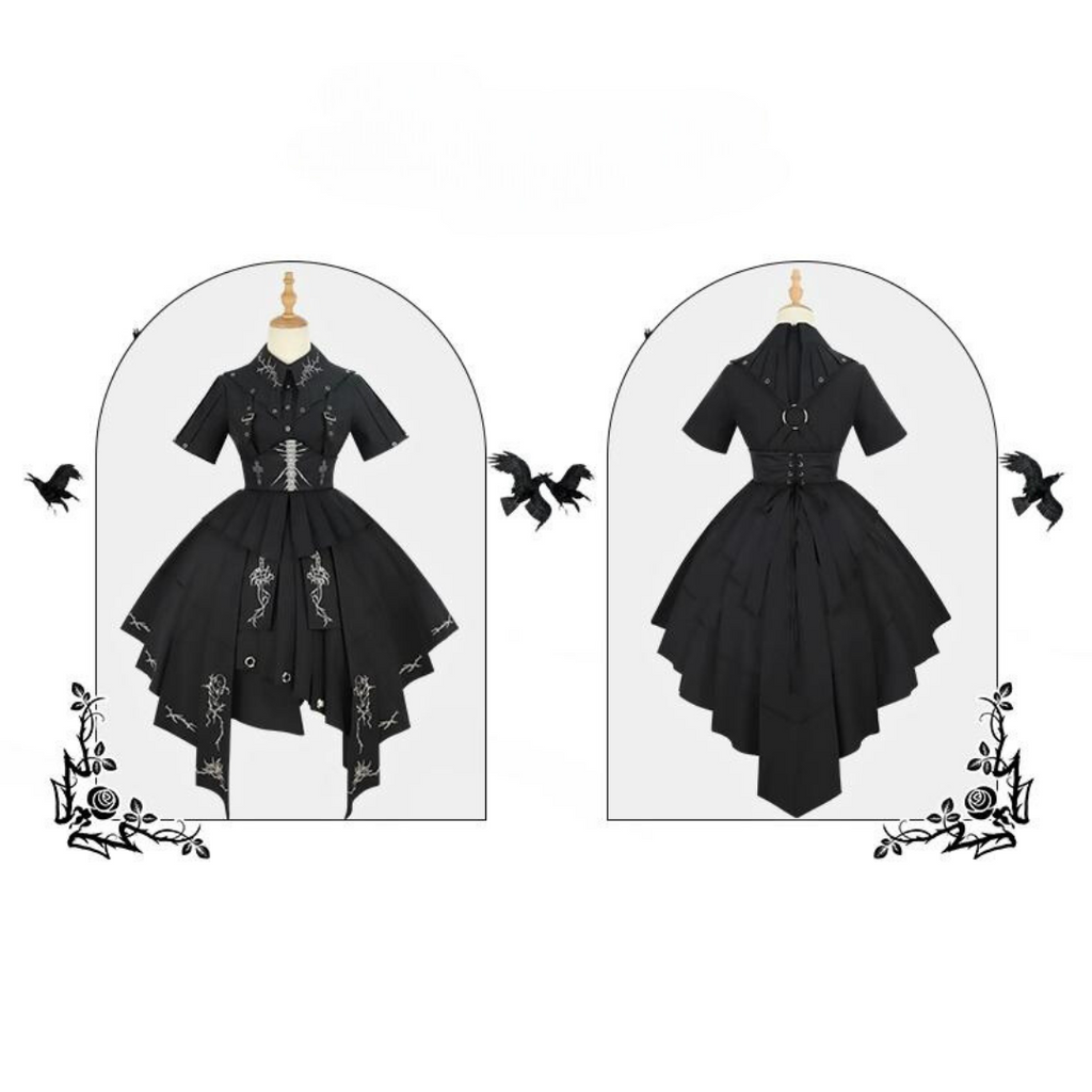 Grim Reaper 骨プリントのコルセット付きワンピース