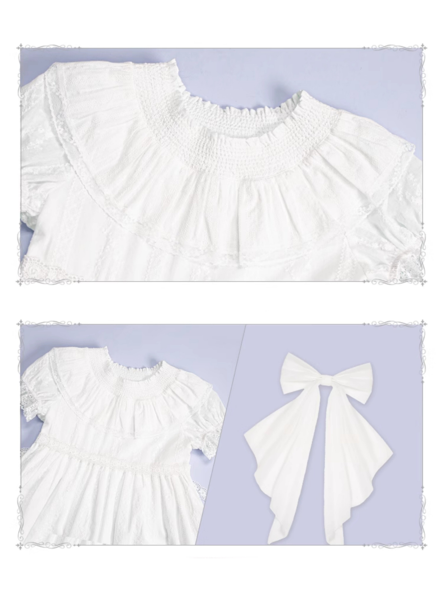 花刺繍入りコットンレースワンピース 単品＆セット