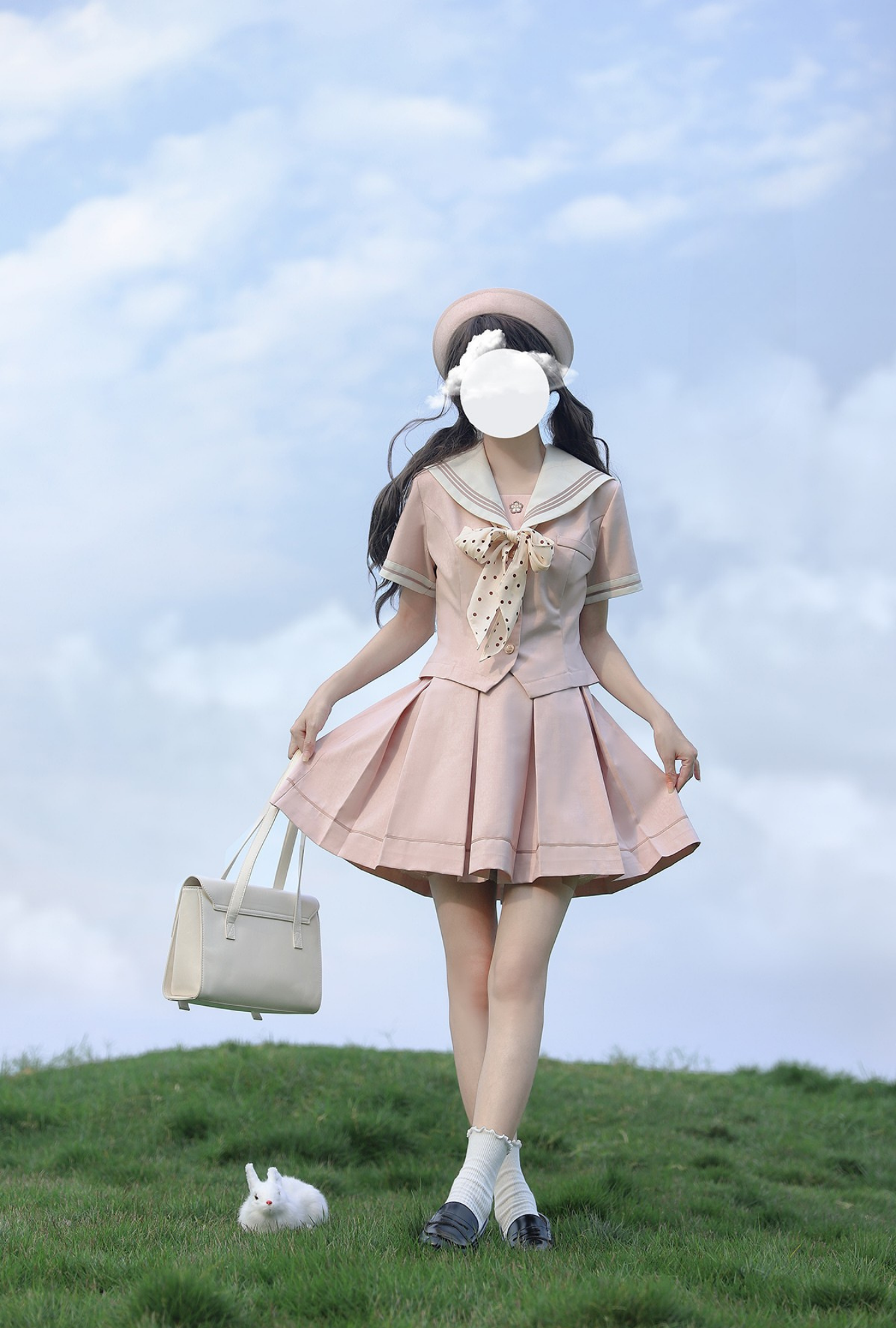 初桜 リボンタイ付きセーラーカラートップス