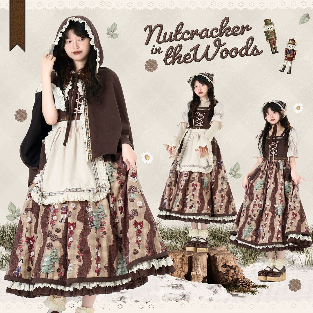 Nutcracker Bear Country Style Floral Embroidered Dress