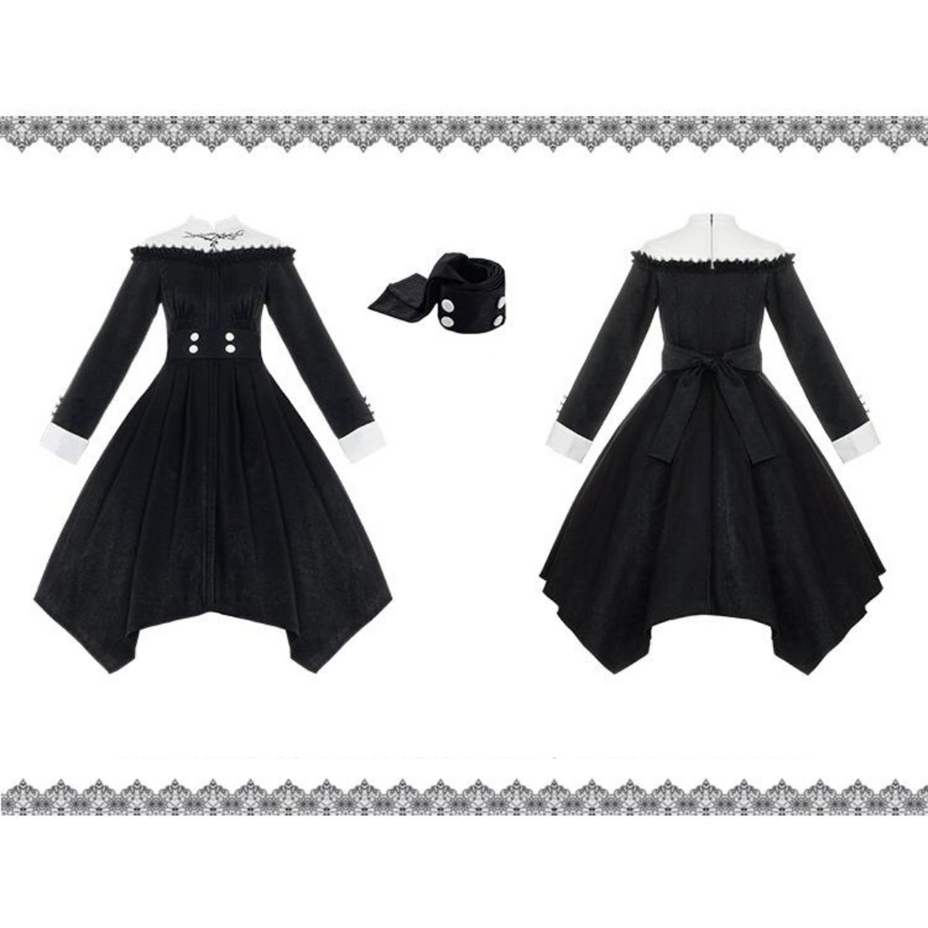 Nun style stand up collar gothic dress