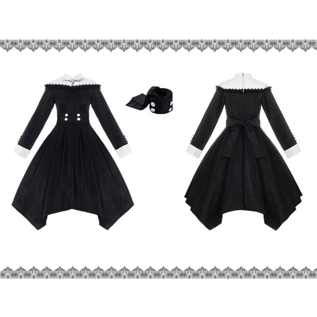 Nun style stand up collar gothic dress