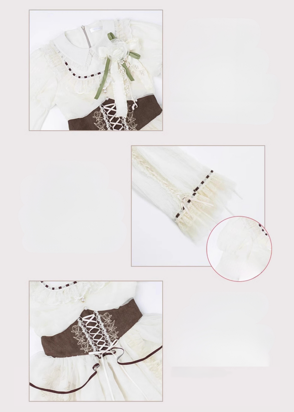 Floral embroidered corset design 4-layer dress