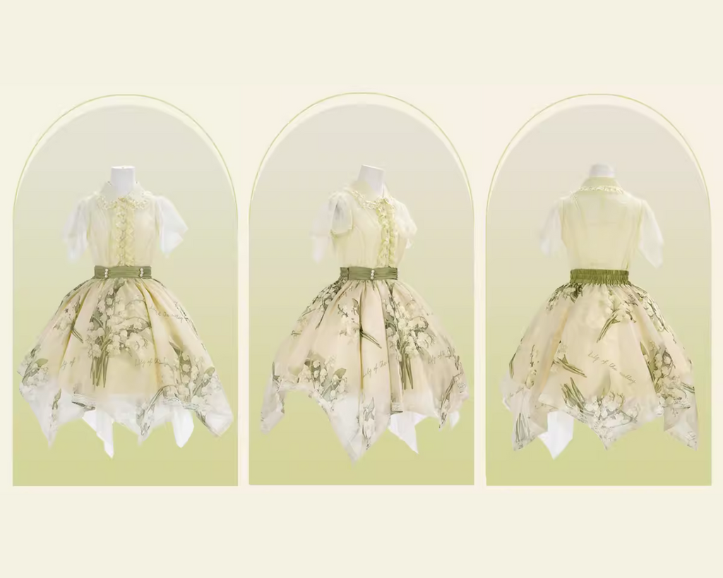 Return of happiness Suzuran print skirt short length