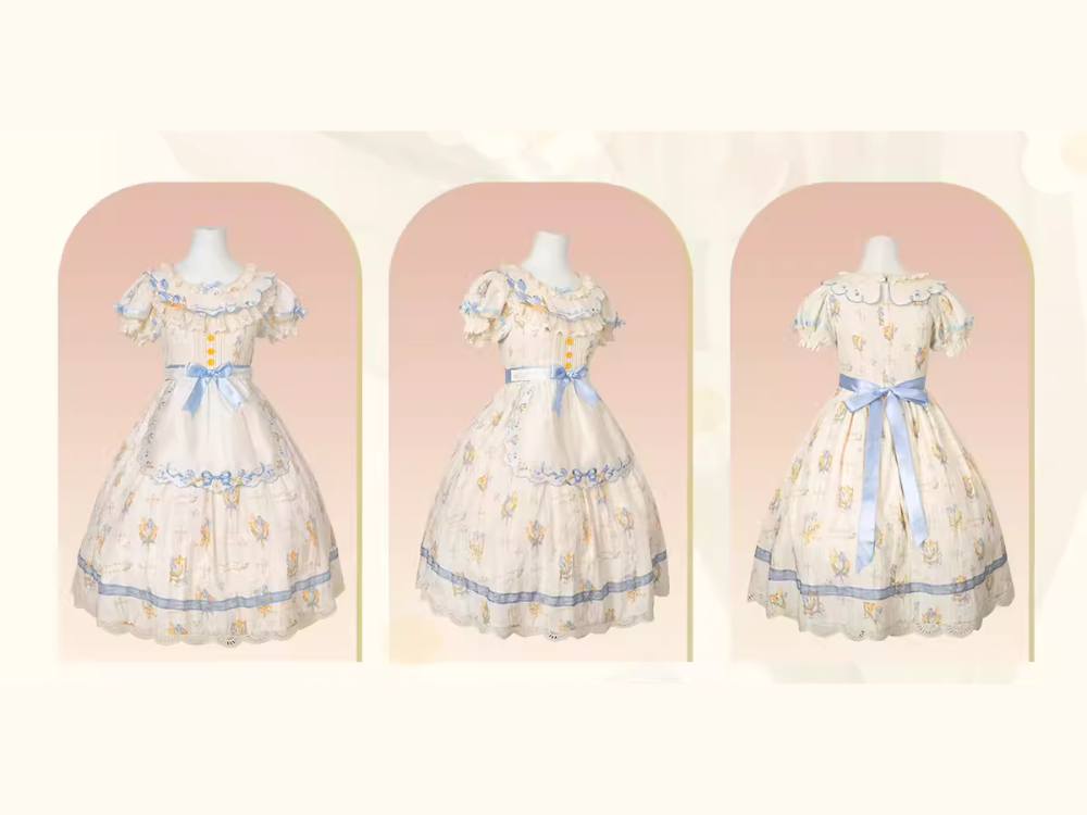 Tulip Bouquet ラウンドネックコットンワンピース