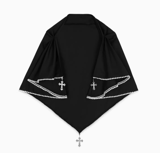 Nun-style cross-design gothic lolita long dress and cape