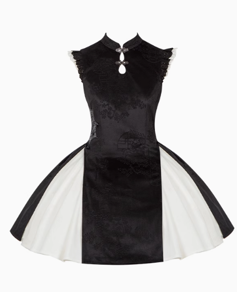 Chinese style Gothic Lolita witch one-piece dress set, short length