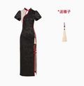 Ryokoka Side Slit Floral Long Dress Single Item/5 Piece Set