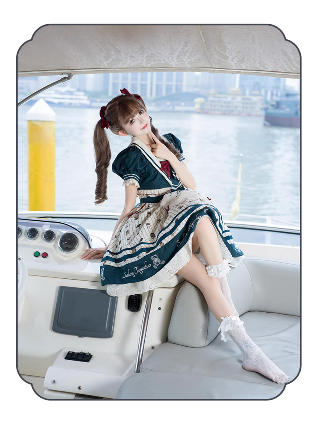 Marine Bear セーラーカラージャンパースカートとショート丈ジャケットセットアップ