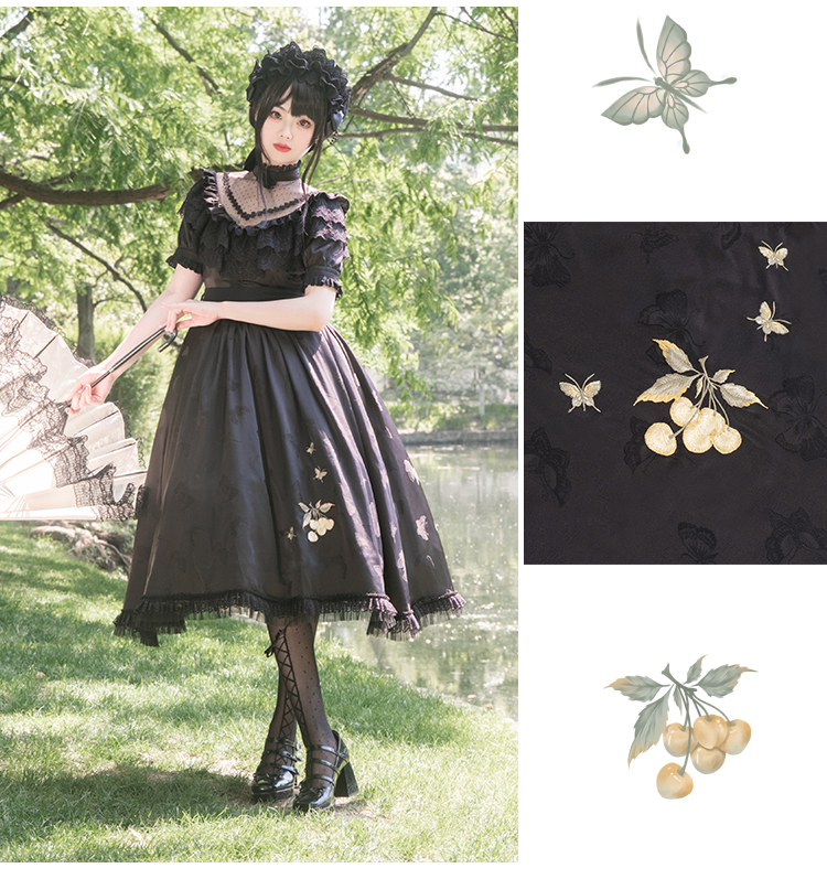 Cherry pattern Edward short-sleeved dress