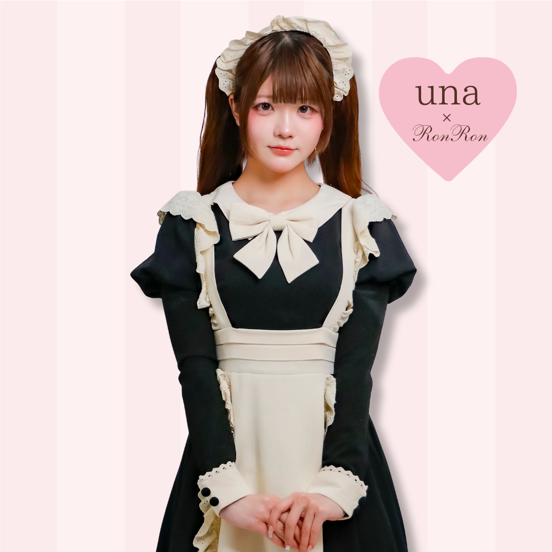 Classical apron maid-style dress, long length, with arm sleeves