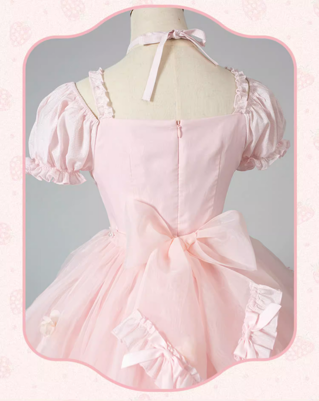 Ribbon embroidered lace dress and head dress available in 8 colors