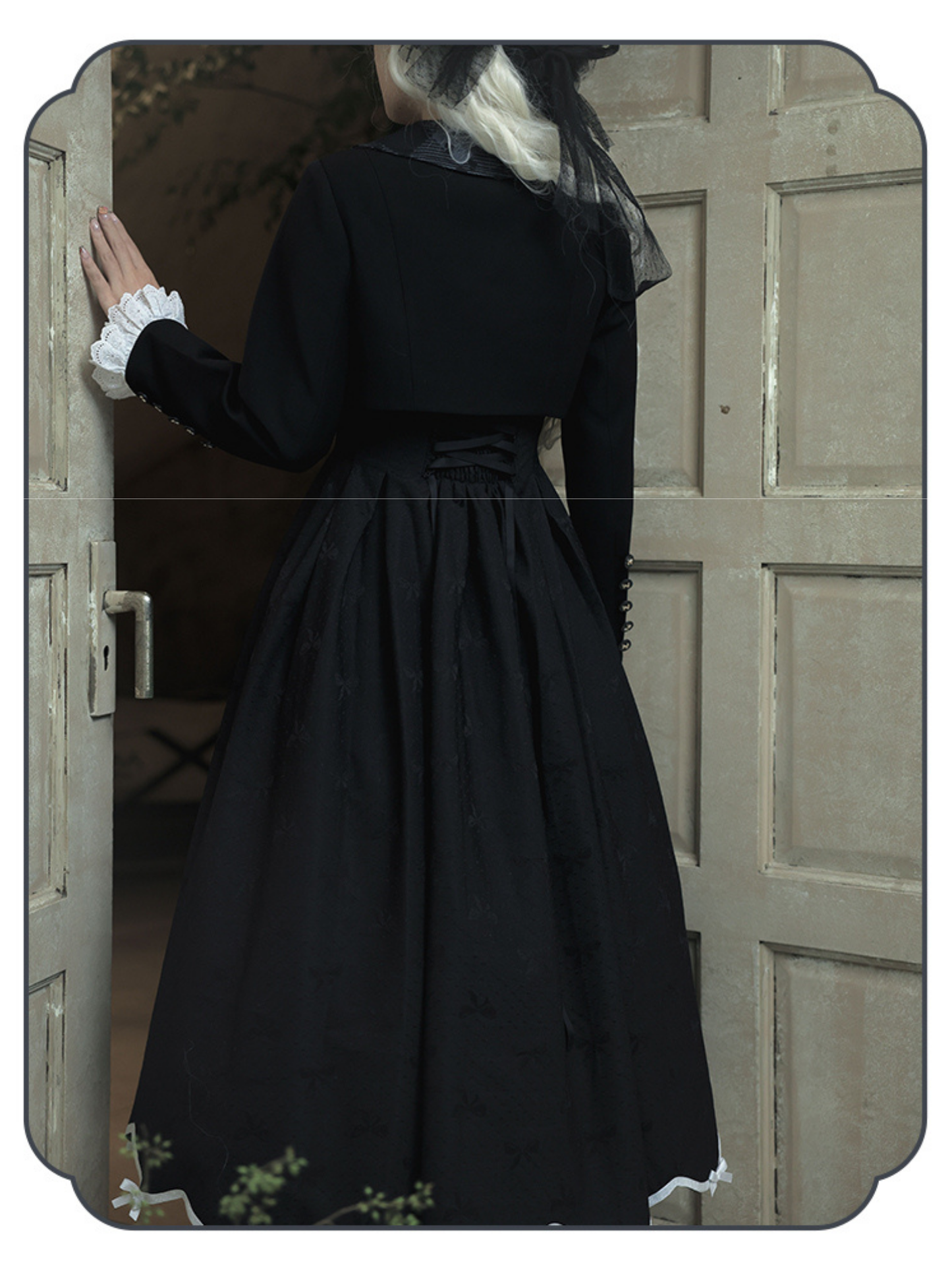 Silent Heart リボン模様ロング丈ジャンパースカートとジャケット