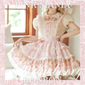 Strawberry Chiffon 胸当て付き三段スカート