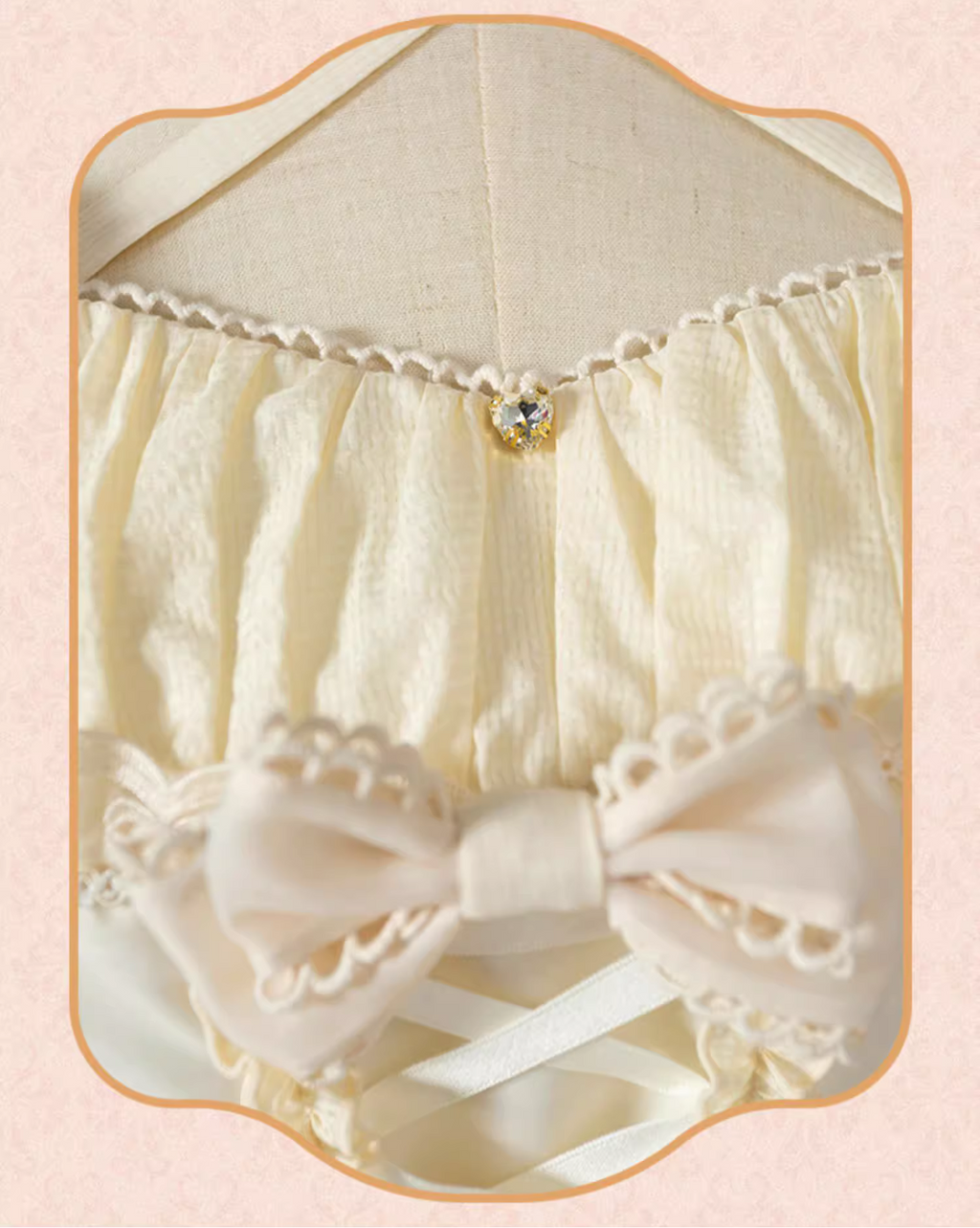 Ribbon embroidered lace dress and head dress available in 8 colors