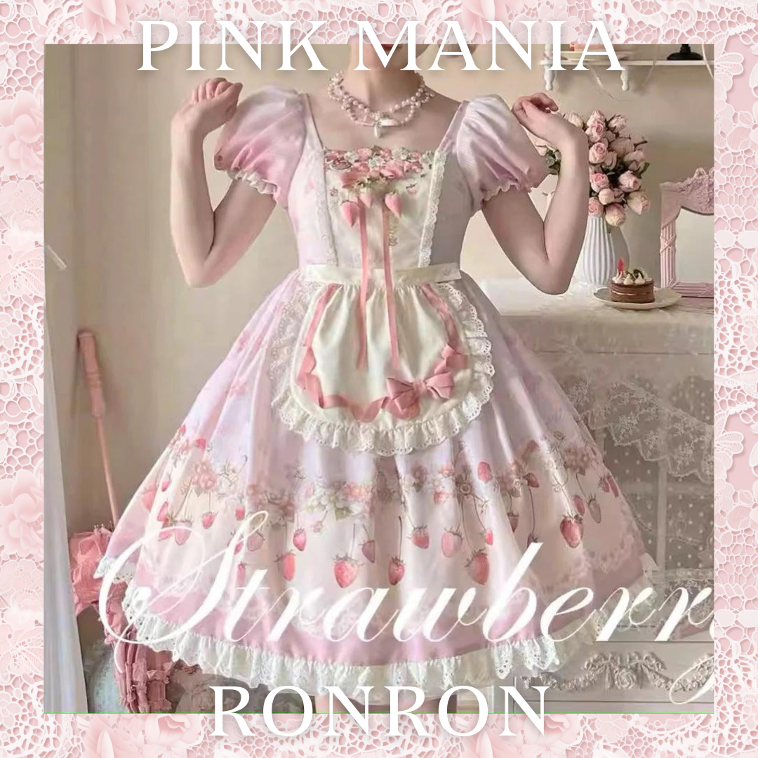 Strawberry Chiffon スクエアネックワンピース