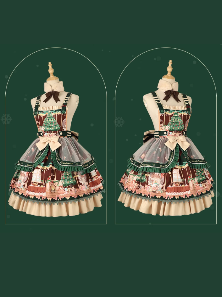 Netherland dwarf and Christmas tree jumper skirt with fur tippet