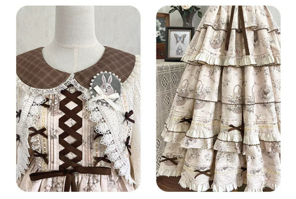Flower Basket Country style jumper skirt and cardigan