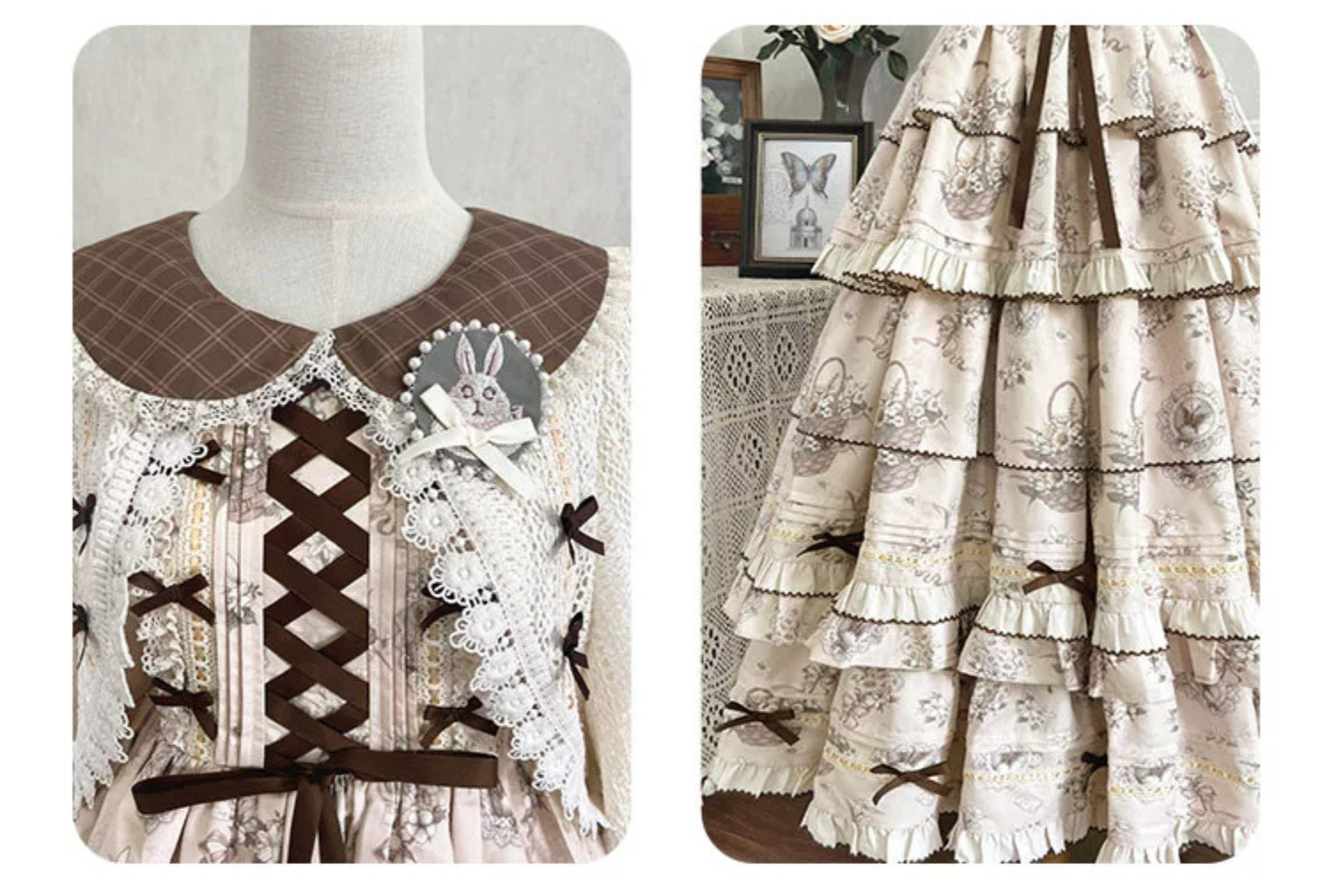 Flower Basket Country style jumper skirt and cardigan