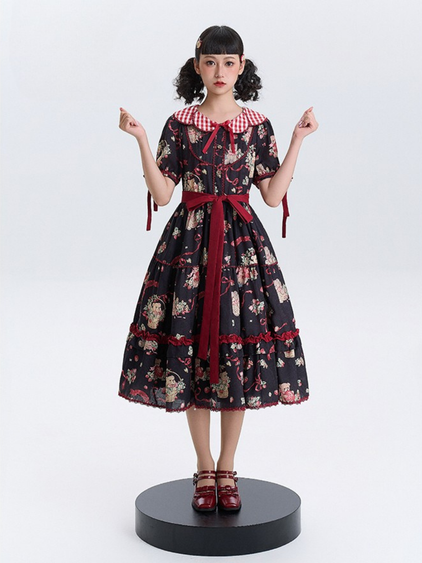 Strawberry Bears ギンガムチェック襟ワンピース 全4色