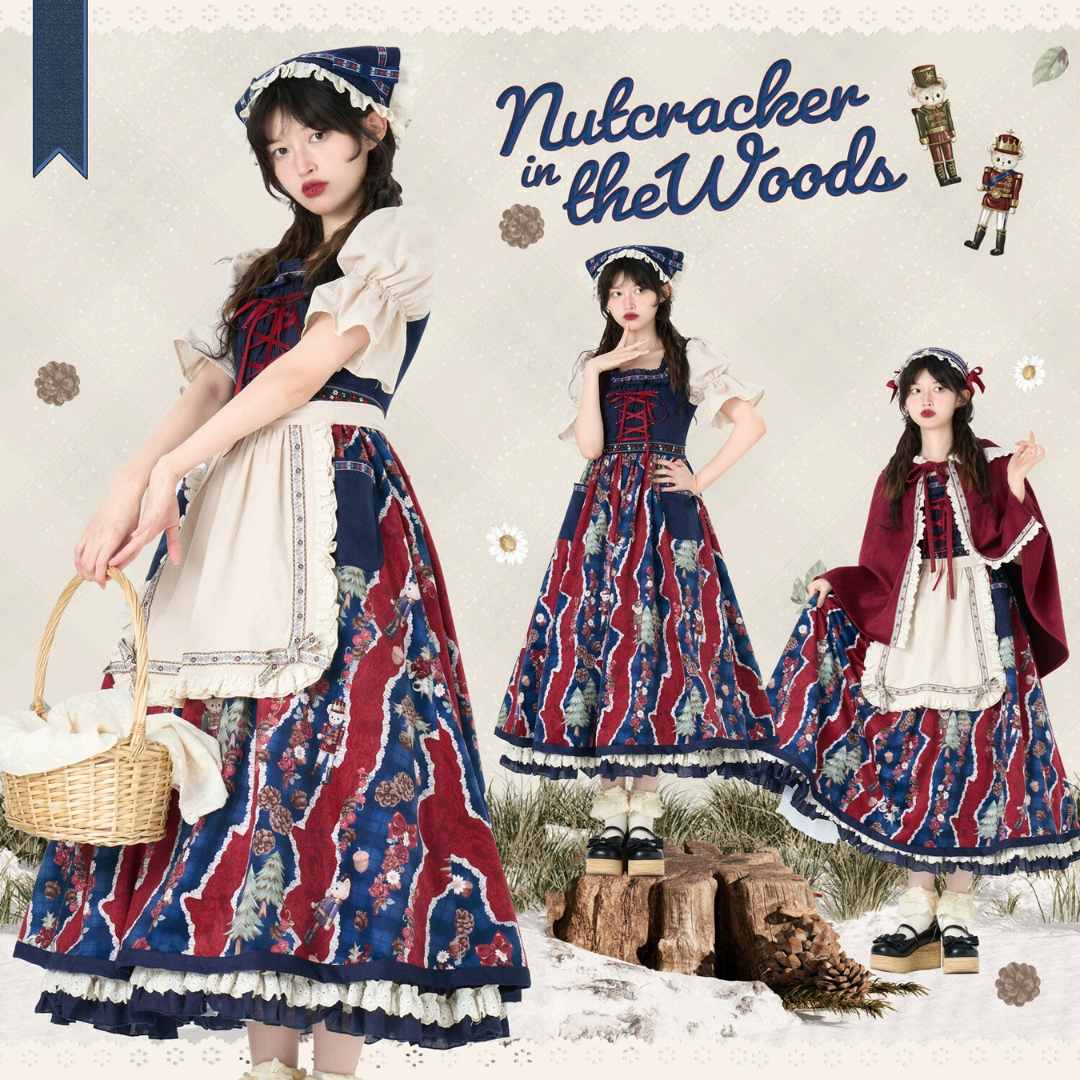 Nutcracker Bear Country Style Floral Embroidered Dress