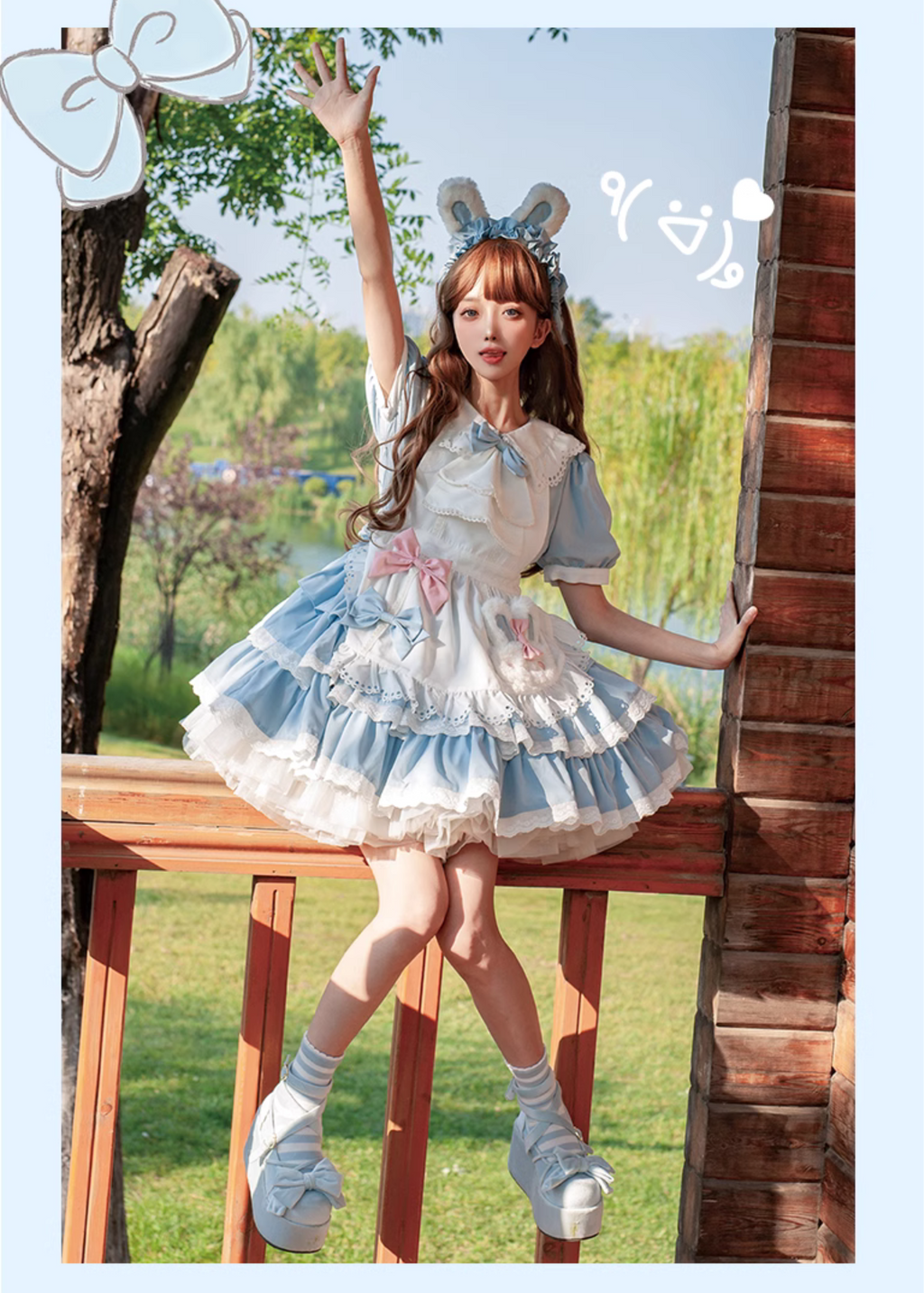 Bunny ear maid dress with apron and headband